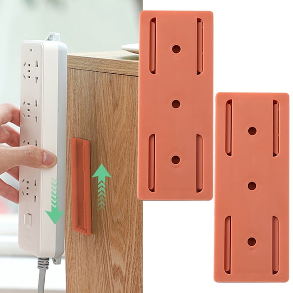 Self-Adhesive Desktop Socket Fixer, Adhesive Punch Free Socket Holder Cable Management Punch Free Surge Protector, Desktop Mountable Plug-in Socket Fixer Bracket Stand, 2 Pcs, 3.94 Inches
