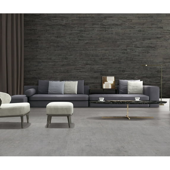 Self-Adhesive Distressed Weathered REAL Wood Plank-Saw Mark Dark Grey-WP-021C