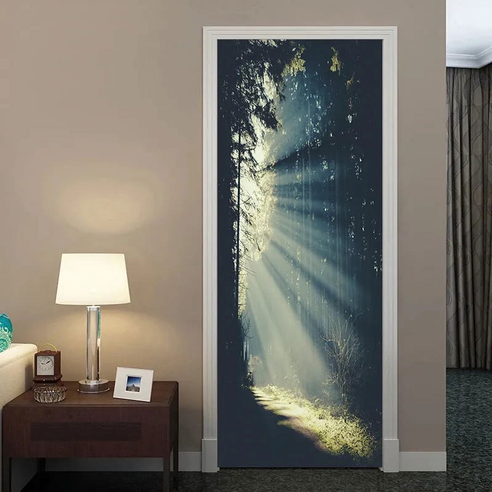 Self Adhesive Door Sticker Modern Abstract ration Stickers Waterproof ...