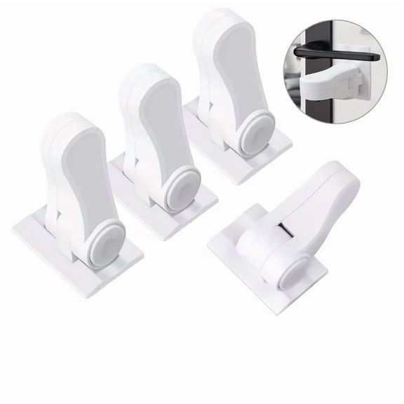 Self-Adhesive Door Wedge Handle Lock  Easy Installation Safety Limiter for Home Protection, Durable Plastic Door Stop with Peel-and-Stick Design for Kids and Pets