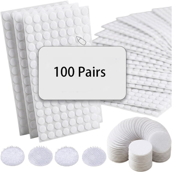 Self Adhesive Dots, TGY 100 Pairs 0.78 Inch Hook and Loop Dots Tape, Small Circle Dots Stickers Tapes, White