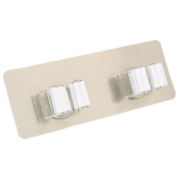 Self Adhesive No Drill Wall Mount Broom Mop Holder, Non Slip Multipurpose Cleaning Tool Storage Rack, Punch Free Utility Hook for Kitchen Garage Garden Accessory Space Saving Fixing, 1 Piece,White