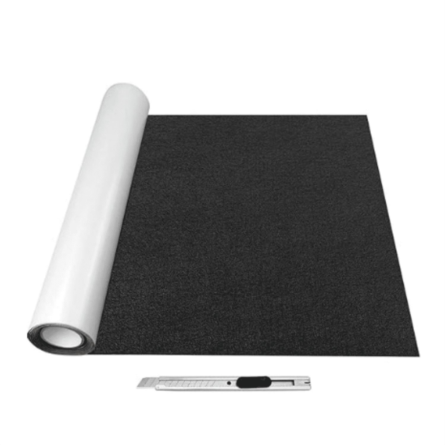 Self-Adhesive Felt 40x200cm,Dingrich Adhesive Felt 2mm Thick Felt , Self-Adhesive Roll, Felt Mat with Cutter Knife,Furniture Gliders Felt for Chairs, Furniture, Couch, Box Liner, Cup Mat-Black