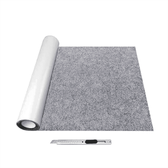 Self-Adhesive Felt Fabric with Graphic Knife,15.7x86.6" Shelf Liner for Festival Decorations DIY Picture Framing and Jewelry Box Fabric Stick, 2mm Thick-Dark Gray