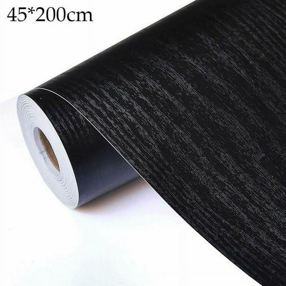 Self Adhesive Film Black Wood Grain Contact Paper Wood Wall Peel Decor SALE G6Z0
