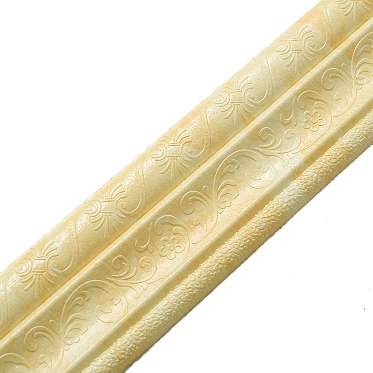 Yija Metallic Color Self Adhesive 3D Peel And Stick Waterproof Wall Border Easy To Apply Kitchen Bathroom Tiles Sticker 4.2x196.8 Inch (Gold