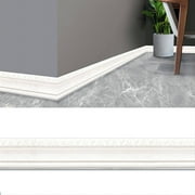 Self Adhesive Flexible Foam Molding Trim, 90''x 3'' Peel and Stick Rubber Baseboard Wall Base Moulding Trim, 3D Sticky Decorative Lines Border Stickers for Home Office Hotel Decoration