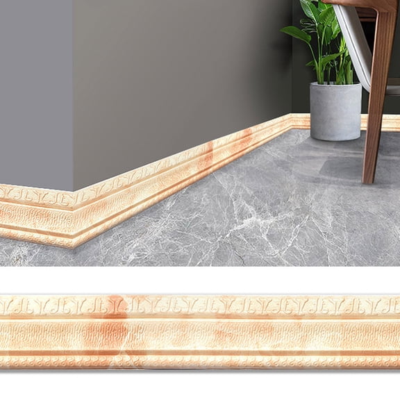 Self Adhesive Flexible Foam Wall Molding, 90x3 Inch Decorative Baseboard Trim, PVC Wallpaper Border Sticker for Living Room, Peel and Stick