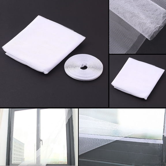 Self-Adhesive Fly Screen Net for Windows and Doors, DIY Mosquito Mesh with Velcro Tape, 130cm x 10m Polyester Insect Protection Netting for Home, Kitchen, and Greenhouse (White)