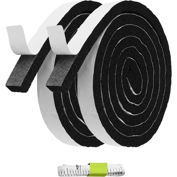 Self-Adhesive Foam Strip, 2 Roll Black Eva Foam Weatherstrip Tape High Density Door Window Gap Seal Strip (4M/13FT)