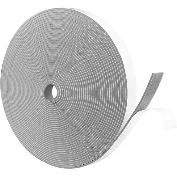 Self Adhesive Foam Tape Weather Stripping, 1/2 '' x 2/5 '' x 16' Door Seal Foam Tape, Adhesive Closed Cell Foam Tape for Door and Windows (Grey)