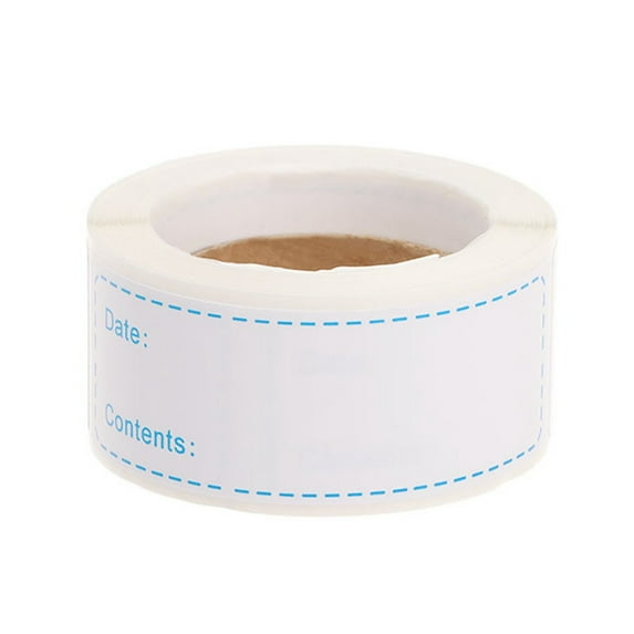 Self-Adhesive Food Storage Labels, 125 Removable Freezer Stickers per Roll for Kitchen Organization, Waterproof Date Tags for Containers A#019 Blue