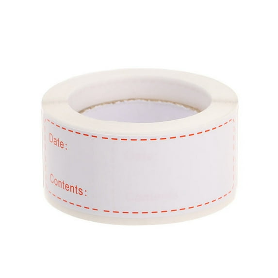 Self-Adhesive Food Storage Labels, 125 Removable Freezer Stickers per Roll for Kitchen Organization, Waterproof Date Tags for Containers A#019 Red