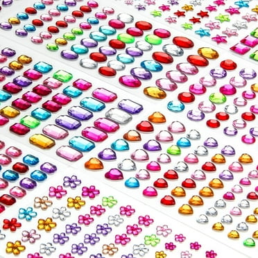 Self Adhesive Gem Stickers Rhinestones for Crafting, 1200+ Jewels for Crafts Stick On Gemstones Glitter Stickers DIY Craft Supplies for Kids