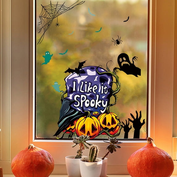 Self-Adhesive Ghost Letter Wall Sticker Halloween Window Decor Alphabet Design Easy Peel and Stick Removable Horror Theme