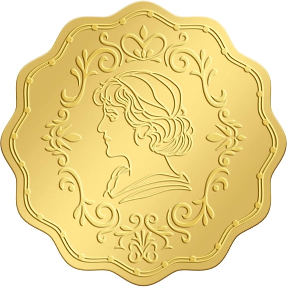 Self Adhesive Gold Foil Embossed Stickers Medal Decoration Sticker Women Pattern 5x5cm