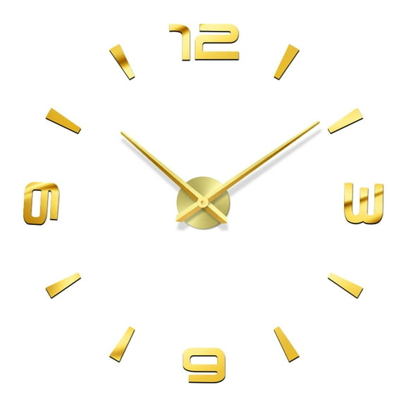 TABLZONE Golden Frameless Wall Clock, Self Adhesive, Silent Non-Ticking, Accurate Timekeeper for Home and Office Decor