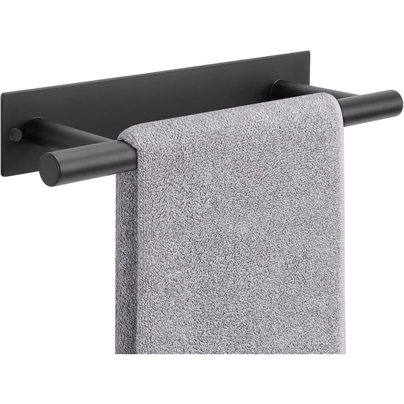 Self Adhesive Hand Towel Holder/Towel Ring, Stainless Steel Hand Towel Bar Rustproof Stick on Wall-Towel Rack for Bathroom/Kitchen, Sticky and Wall Mounted (1, Matte Black)