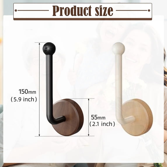 Self Adhesive Headband Holder Stand, Wooden Scrunchie Hair Accessory Organizer, Wall Mount Storage Rack for Headband, Hairband, Hair Tie, Multi Direction Mountable Storage Solution for Women Hair