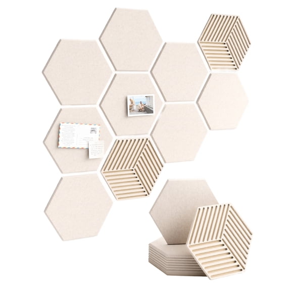 Self Adhesive Hexagon Sound Proof Wall Panels, 10PCS High Density Polyester Felt Acoustic Absorbing Tiles for Indoor Decor Noise Control