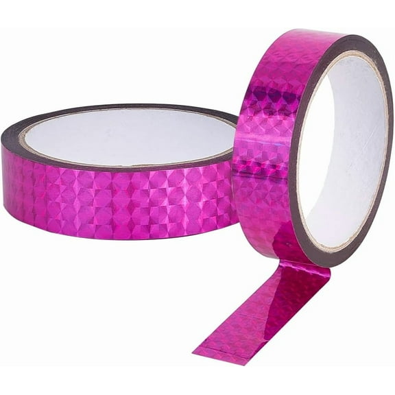Self-Adhesive Holographic Reflective Tape 56.9 Yard0.95 Inch Tape Laser Glitter Masking Decor Tape Magenta Reflective Crafting Tape