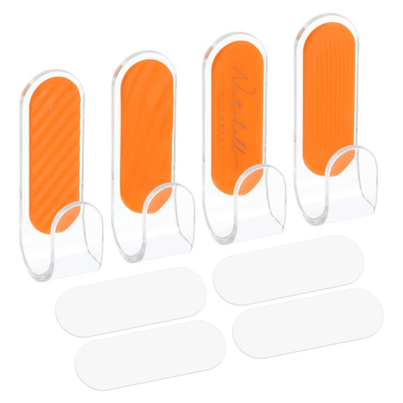 Self Adhesive Hooks, 4Pcs Stainless Steel Wall Hooks, Robe Hooks Decorative for Kitchen (Orange)