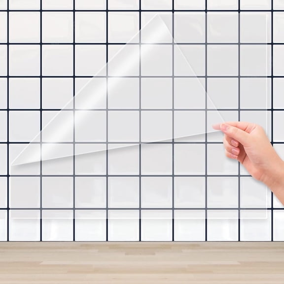 Self-Adhesive Clear Wall Protector 23.6in x 6.56ft, Heat Resistant Oil Proof Kitchen Backsplash Film, Removable Transparent Shelf Liner Door Guard for Dog Cat Scratching, Cupboard Countertop Tile Sti