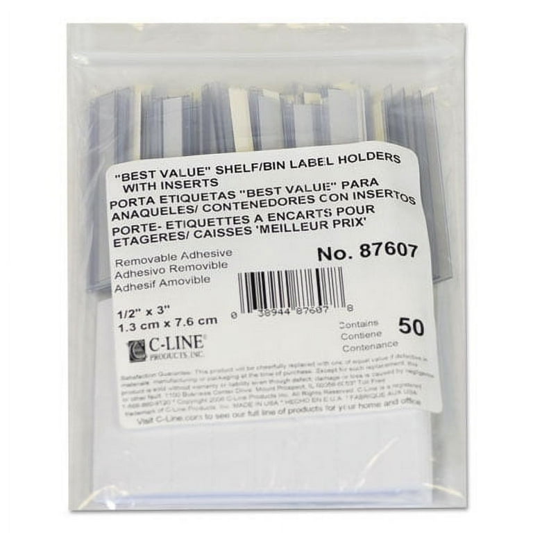 Self-Adhesive Label Holders, Top Load, 0.5 x 3, Clear, 50/Pack Self-Adhesive Label Holders, Top Load, 0.5 x 3, Clear, 50/Pack