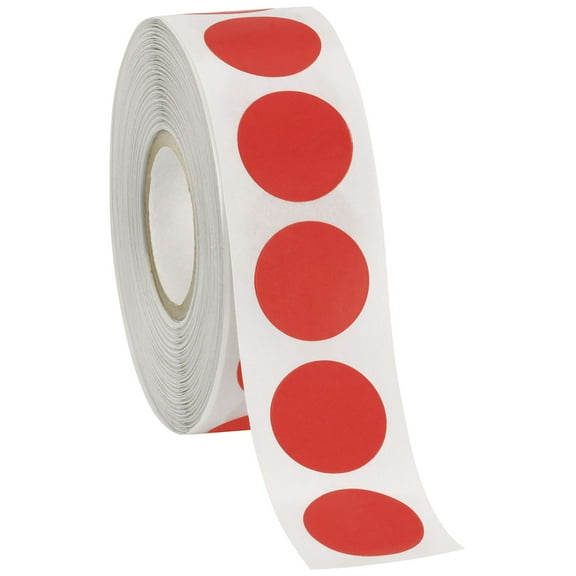 SSWBasics Self-Adhesive Labels (3/4" Diameter Circle) - Red - 1000 Labels Per Roll- Round