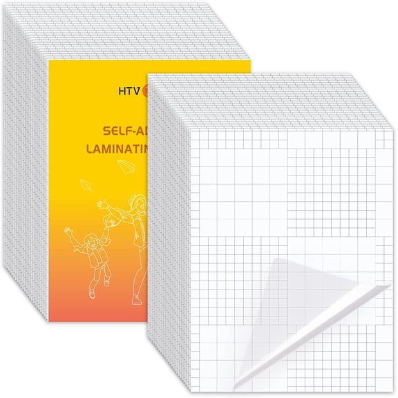 Self Adhesive Laminating Sheets - 50 Sheets, 9 x 12 Inches, No Machine Needed, Clear