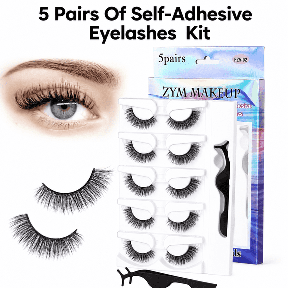 Press-On False Eyelashes, No Glue Needed, Reusable Natural Lash Kit-FZ502