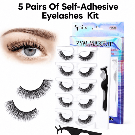 Press-On False Eyelashes, No Glue Needed, Reusable Natural Lash Kit-FZ502