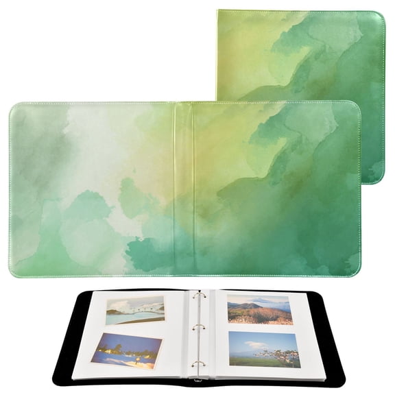 Self-Adhesive Leather Photo Album Gift For Memories Abstract Light Green