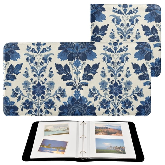 Self-Adhesive Leather Photo Album Gift For Memories Blue Damask