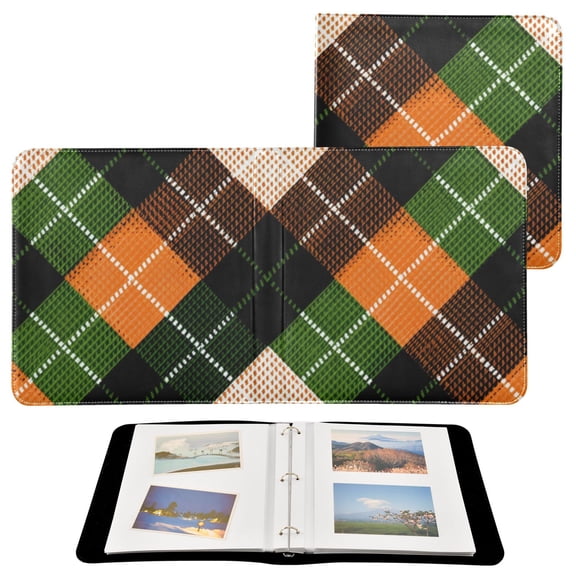 Self-Adhesive Leather Photo Album Gift For Memories Orange White Green