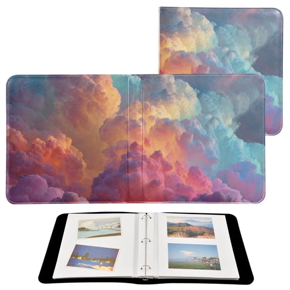 Self-Adhesive Leather Photo Album Gift For Memories Rainbow Clouds