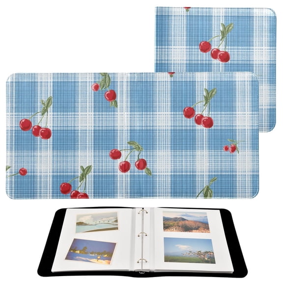 Self-Adhesive Leather Photo Album Gift For Memories Small Red Cherries