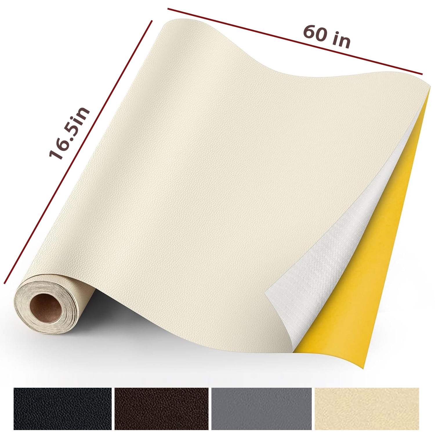 Self Adhesive Leather Repair Patch,16.5X60inch Large Patches for Furniture, Vinyl and Leather Repair Kit for Couches, Car Seat, Boat Seat, Sofa, Chair, Cabinets - Beige