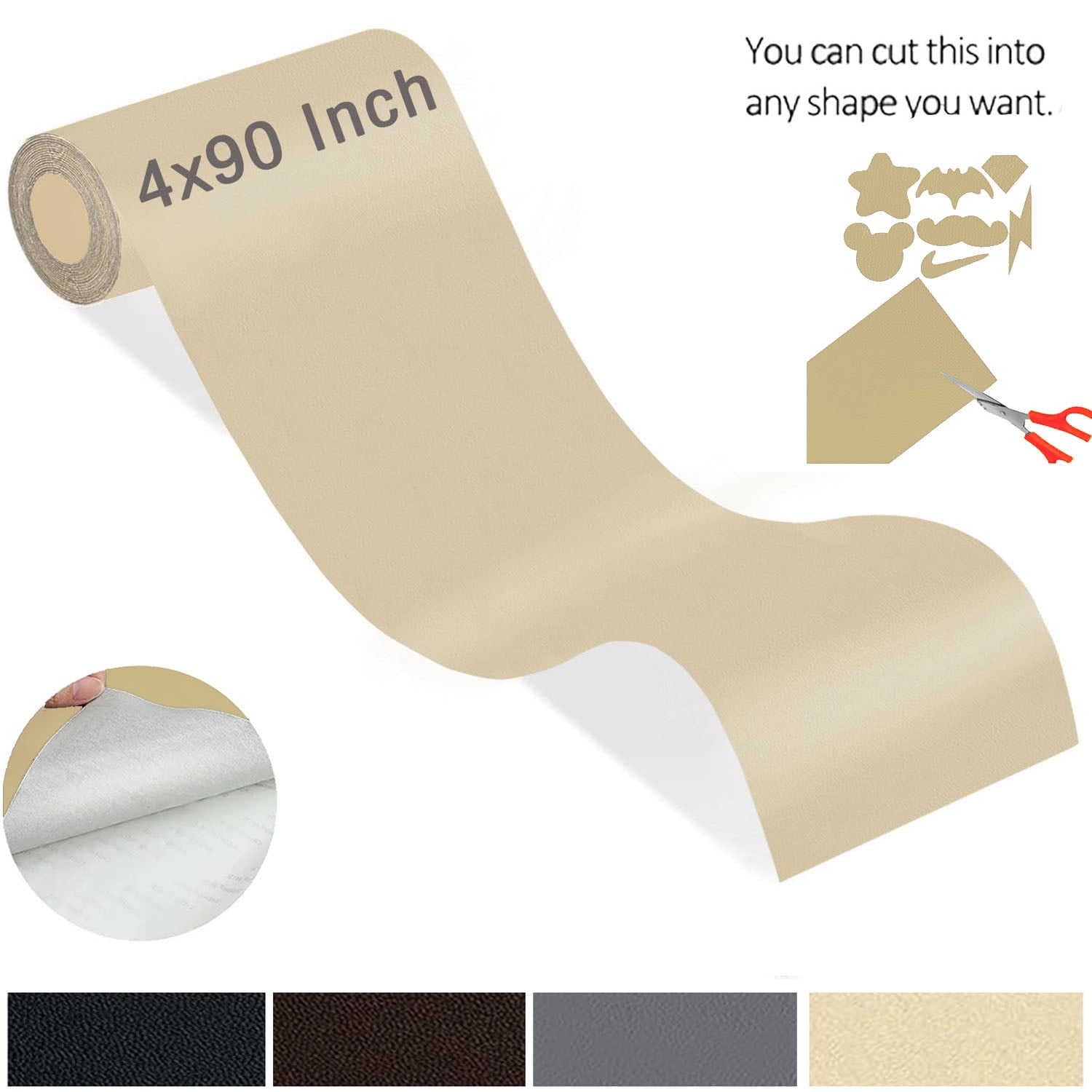 Self Adhesive Leather Repair Patch, Beige, 4 X 90 Inch, Leather Repair