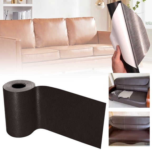 Self Adhesive Leather Repair Tape Roll, 7.78X11" Faux Leather Patch for Couch, Furniture Repair Sticker, Durable Peel and Stick Upholstery Fix Tape for Sofa, Car Seats and Leather Furnishings