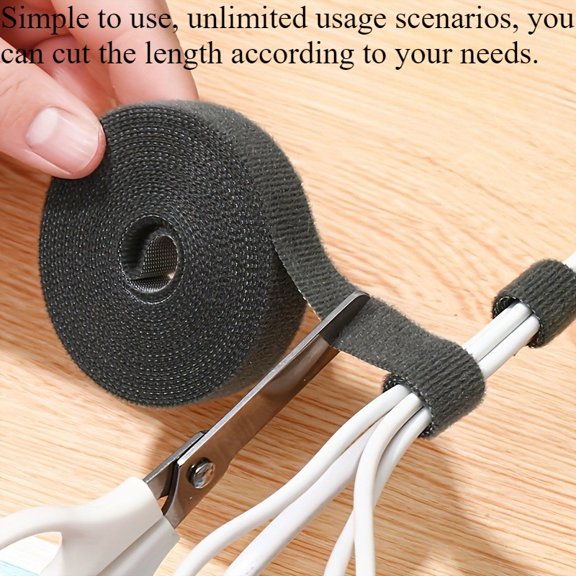 A Self-Adhesive Magic Tape Strap That Can Be Cut to Size, Featuring Strong Adhesive Properties for Organizing Cables. This Reusable Hook-And-Loop Cable Organizer Is Perfect