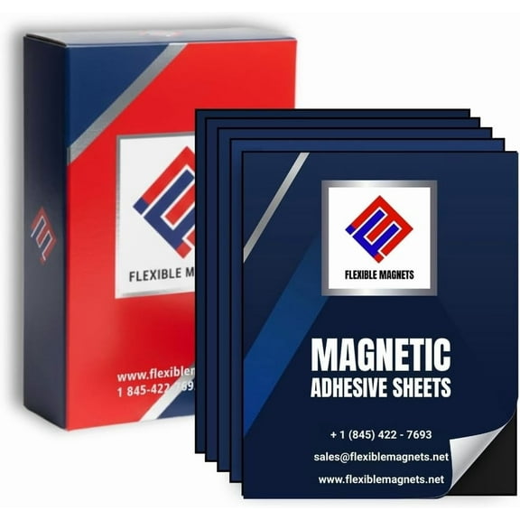 Flexible Magnetic Sheet with Adhesive Backing, 8 x 10 in, Cuttable Stick-On Magnet for Crafts, Labels and DIY Projects, 1 Pack