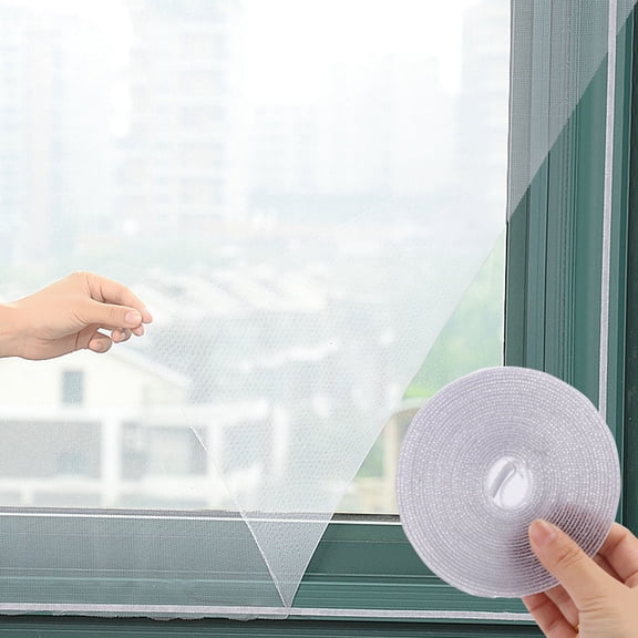 Self-Adhesive Magnetic Window Screen Fine Mesh Anti-Mosquito Mesh Curtain DIY Cuttable Polyester Bug Barrier Net Tool-Free Installation Ventilated Screen Cover for Window Door Patio