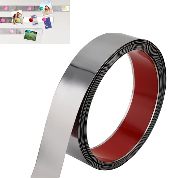 Self Adhesive Metal Strip for Magnets Tutuviw Flexible Ferrous Tape Roll for Bulletin Boards, Wall, Workshop, Office and Home Decoration (Glossy Silver, 118''L x 1.57''W)