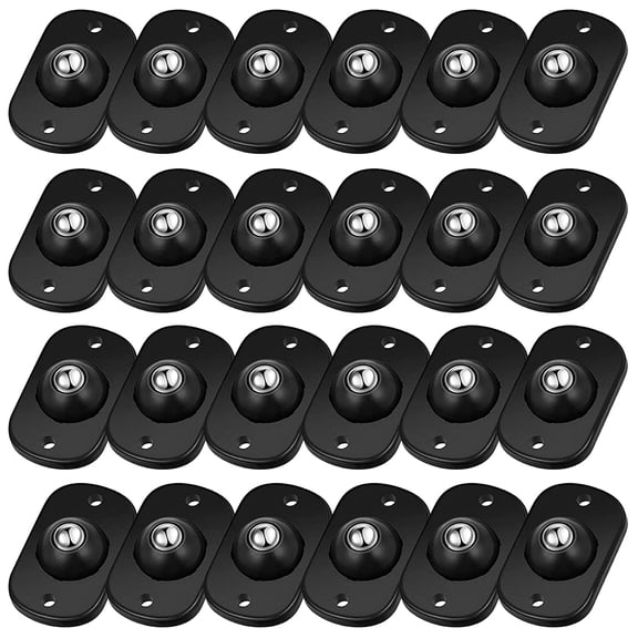 Self Adhesive Mini Caster Wheels, Roller Ball Transfer Bearing, 360° Rotation Universal Wheel, Sticky Pulley for Trash Can, Storage Box, Small Furniture (Black - 24 Pcs)