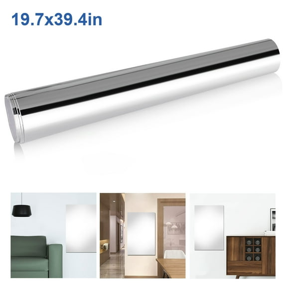Self-Adhesive Mirror Sheets, TSV PET Flexible Mirror Reflective Wall Stickers Non-Glass DIY for Home Decor, 19.7x39.4''