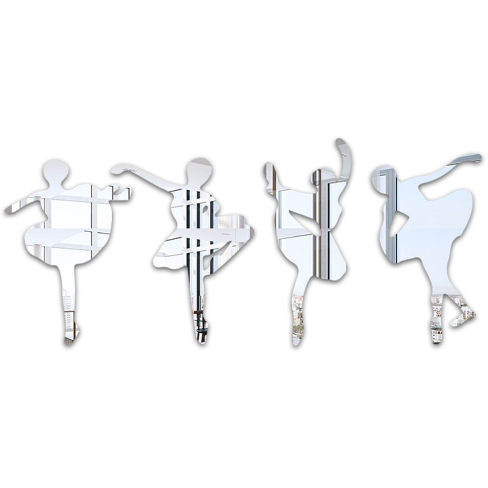 SelfAdhesive Mirror Wall Decor Acrylic Ballet Girl Mirror Stickers for