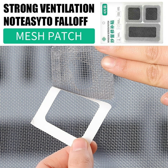 Self Adhesive Mosquito Screen Repair Patch 4 Pieces, Window Mesh Hole Tape for Fly Door Net, Quick Fix Patch for Insect Screen Tears