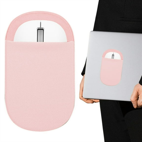 Self Adhesive Mouse Organizer Pouch, Laptop Back Storage Bag, Stretchy Lycra Material, Oval Shape, Multi Functional, For Pens/USB Drives/Cables, Space Saving, Easy To Install/Remove
