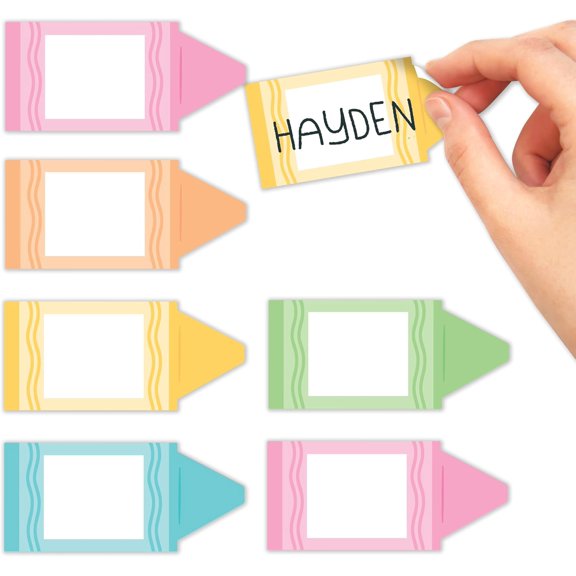 Self Adhesive Name Tags Sticker -56 Student Name Tags for Classroom Decor, Classroom Labels Teacher Must Haves, Cubby Labels Sticky Locker Tags, Crayon Stick On Guest Nametag Events Party Supplies